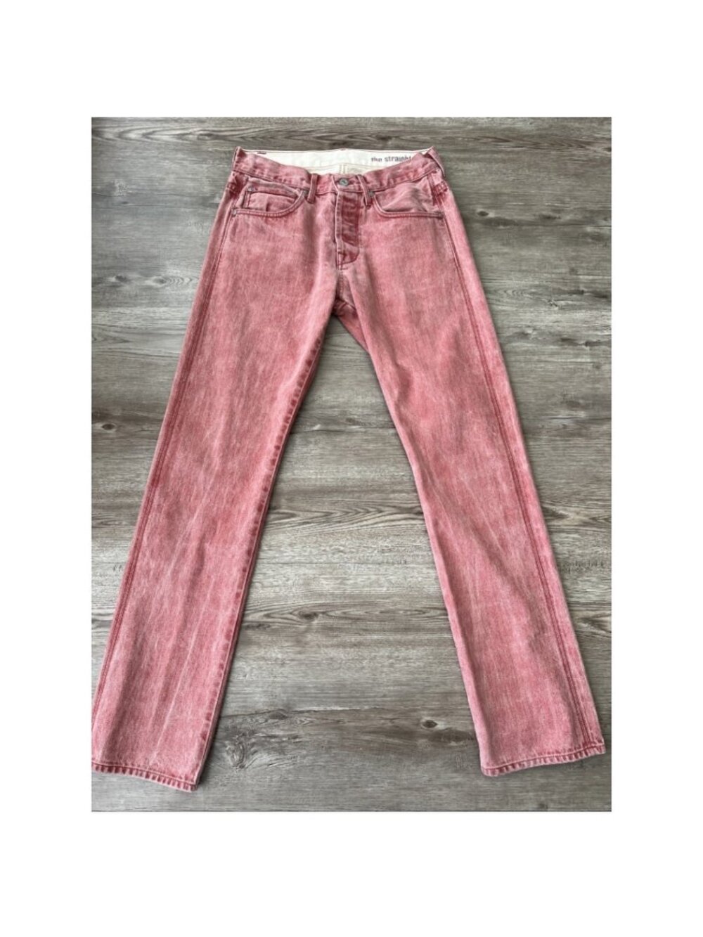 7 For All Mankind Red Acid Wash Straight Leg Jeans Mens 30x32 Y2K Vintage USA